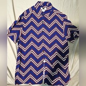 Topman Brand Small Button Up Shirt Blue White Stripes